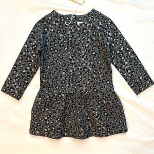 Primigi Leopard Print Long Sleeve Dress Baby 18M Gray Black Silver Cotton NTW